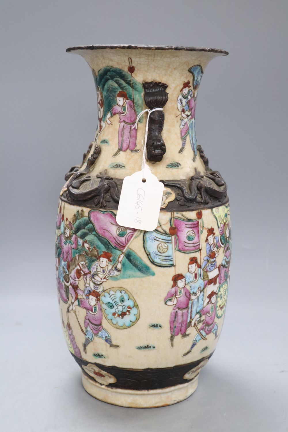 A Chinese famille crackle glaze vase, late 19th century, height 34cm